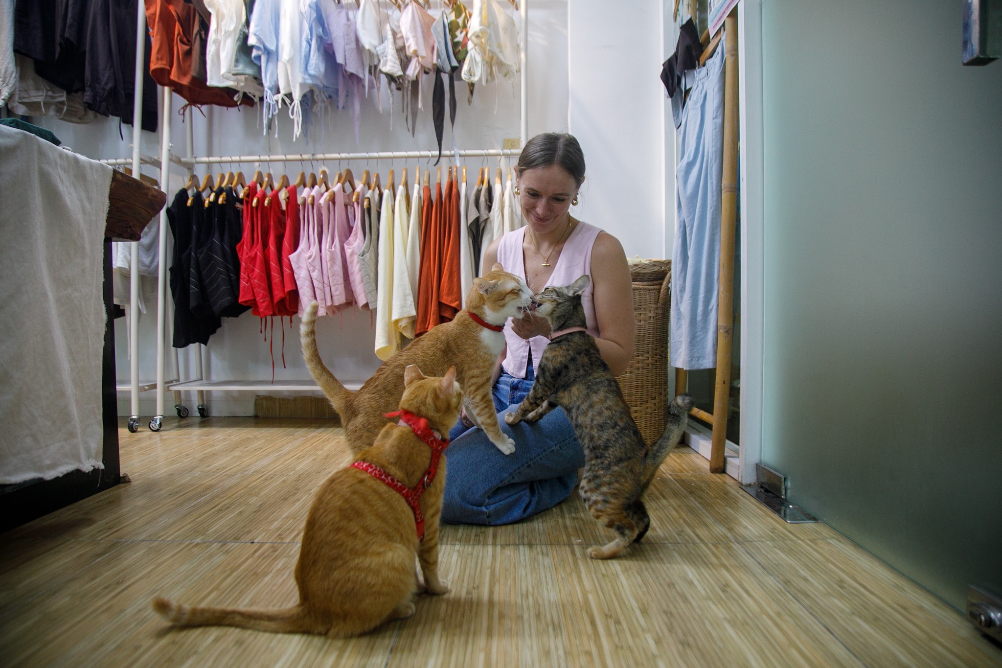 Jess caring for cats at Interwoven