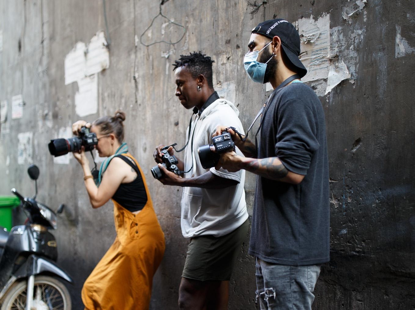 Photographers making images together in Phnom Penh