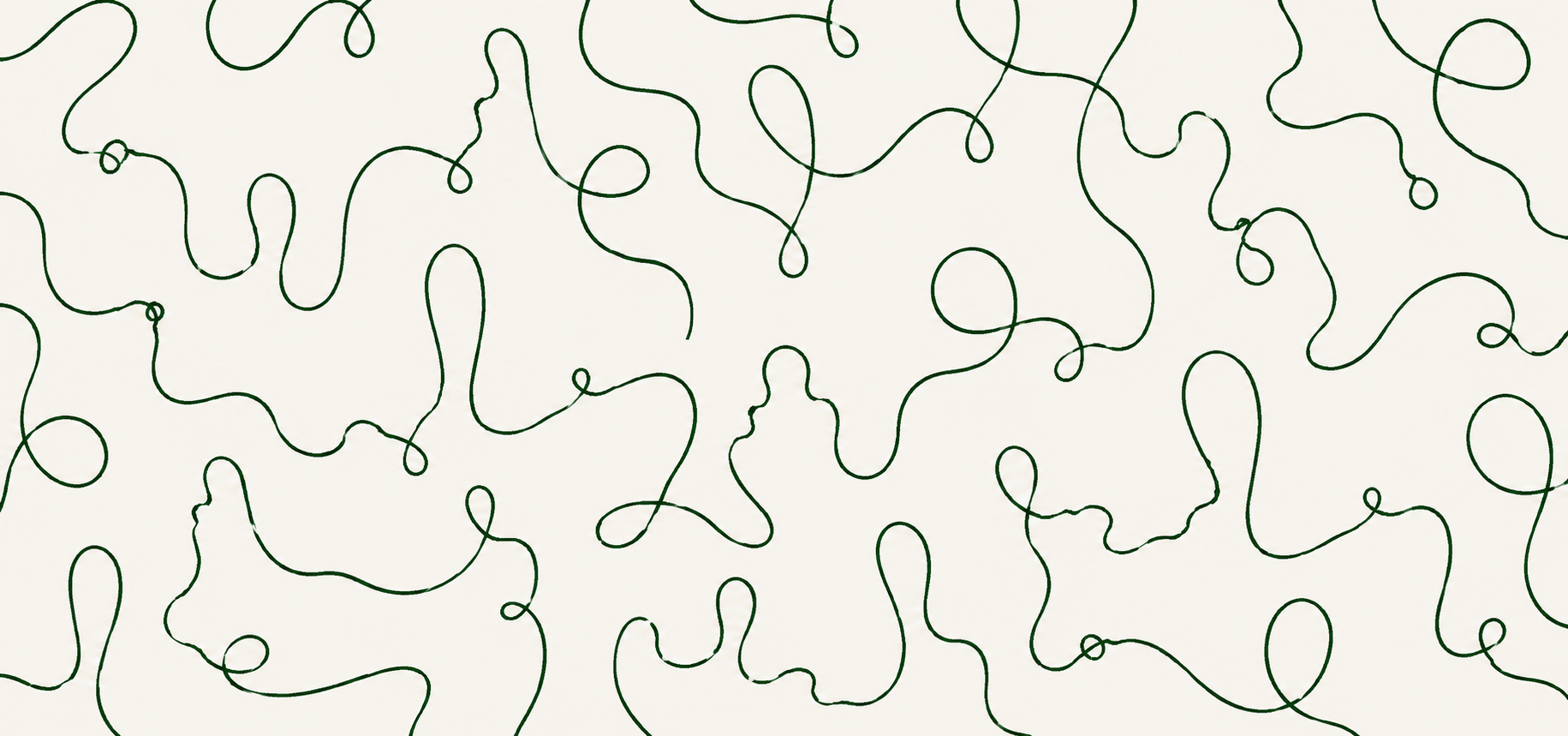Fine hand-drawn green paths wandering and crossing